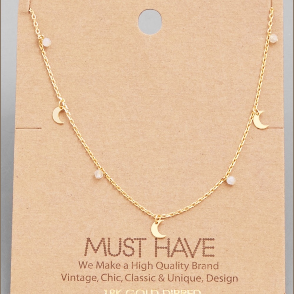 Moon bead charm necklace